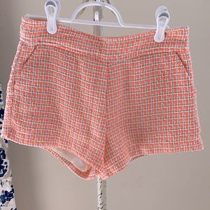 Orange and cream twill shorts